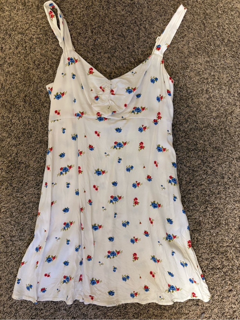 Old Navy White Sundress with Red & Blue Floral Print